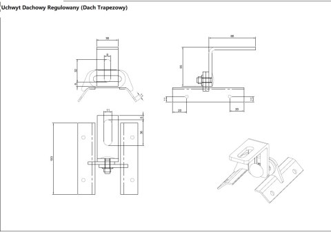 Uchwyt Dachowy Regulowany na Dach Trapezowy