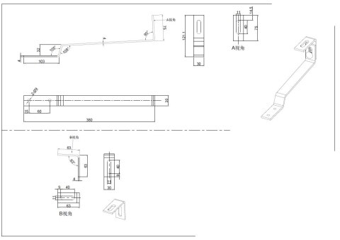 Uchwyt hakowy L regulowany - 380*30*4 mm (dachówka karpiówka)