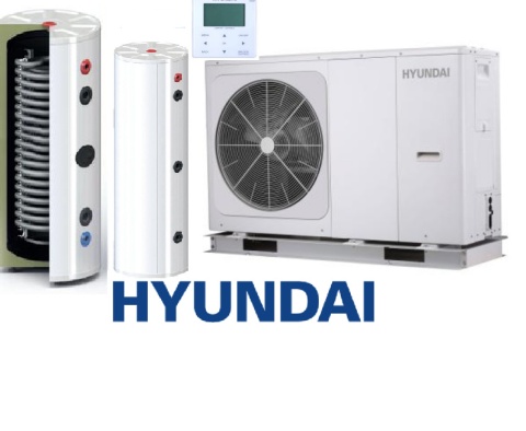 Zestaw Pompa Ciepła HYUNDAI Monoblok 12kW + Zbiornik buforowy SL 130L + SOLITANK Zasobnik stojący CWU 245L z wężownicą 3.83m2